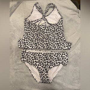 KIAVA Black and White Leopard Print Tankini Swim Set